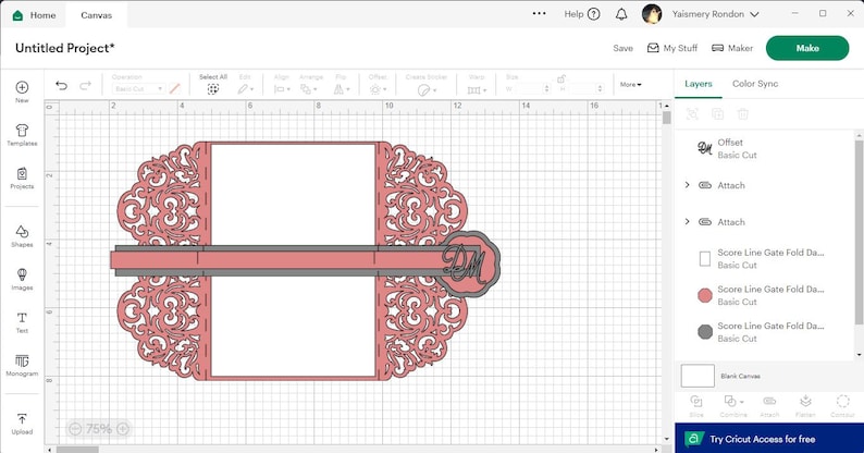 Wedding Invitation Template SVG with Belly Band Monogram for Cricut and Silhouette Cameo Cut File DIY 5x7 Invitation Elegant Gatefold Card image 9