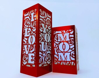 SVG Cut Files Happy Mother's Day Lantern Cricut centerpiece Template Roses For Mom luminaries shadow box Gift For Mom Cricut Cameo Laser Cut