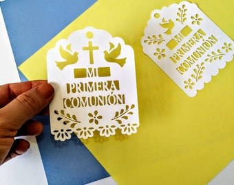 SVG cut files Cricut Joy Tag Mi Primera Comunion Baptism First Communion Papel Picado souvenir tag Laser Cut  Silhouette Cameo centerpiece