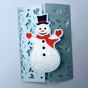 Lager SVG snögubbe julkort klippfiler Cricut God Jul-kort snögubbe julklapp laserskuren silhuett cameo snöflingor vinter