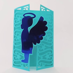 Modelos de arquivo svg batismo mi bautizo anjo menino estrela portão cartão dobrável cricut silhueta corte a laser papel picado arquivos diy