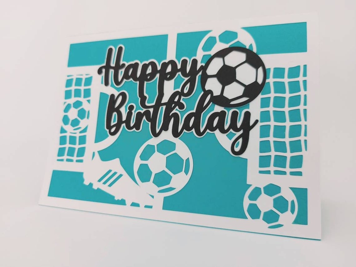 Soccer Happy Birthday Boy Card SVG Cricut Cut File Laser Cut Etsy
