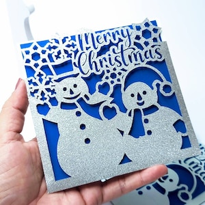 Envelope Merry Christmas Cards Snowman SVG Cricut Laser Cut Templates Cut File Christmas Gifts Silhouette Cameo DXF Snowflakes Cricut Maker