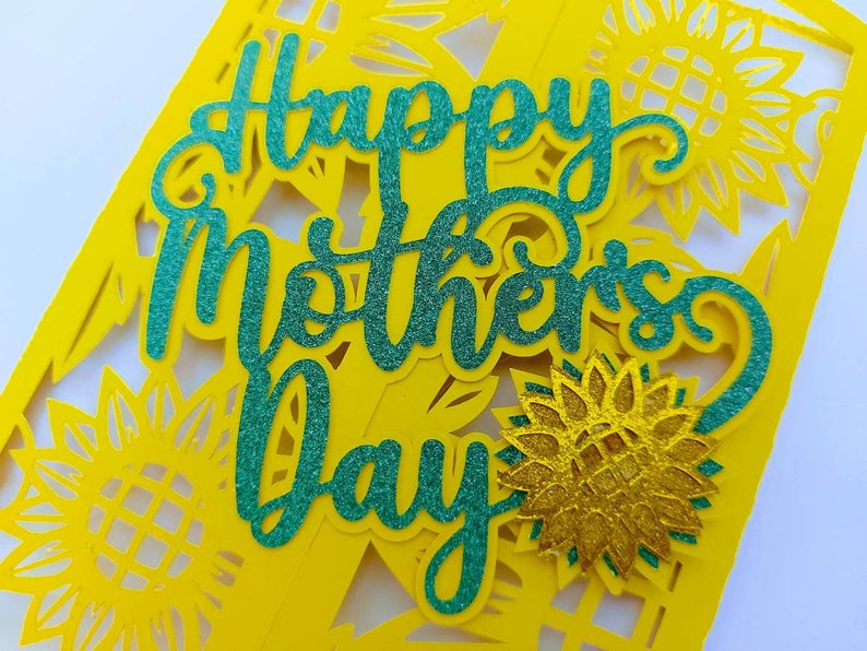 Download Svg Cut Files Cricut Mothers Day Card Template Sunflower Happy Mother S Day Gate Fold Cricut Silhouette Cameo Cut Dxf Ai Png Laser Cut File Templates Invitations Announcements
