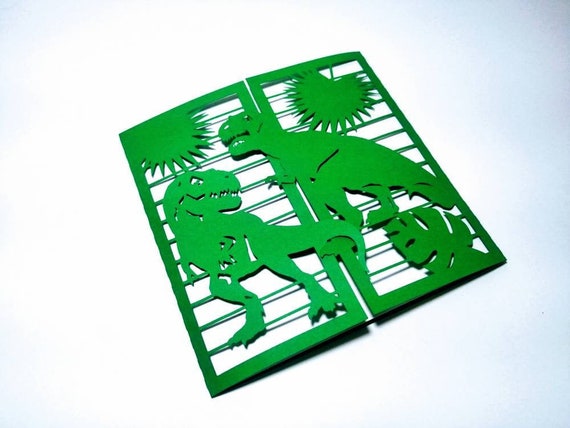 SVG Template Invitation Tyrannosaurus Rex Dinosaurs Birthday Party Cricut Card Jurassic Cardmaking Laser Cut, Cricut, Silhouette Cameo files