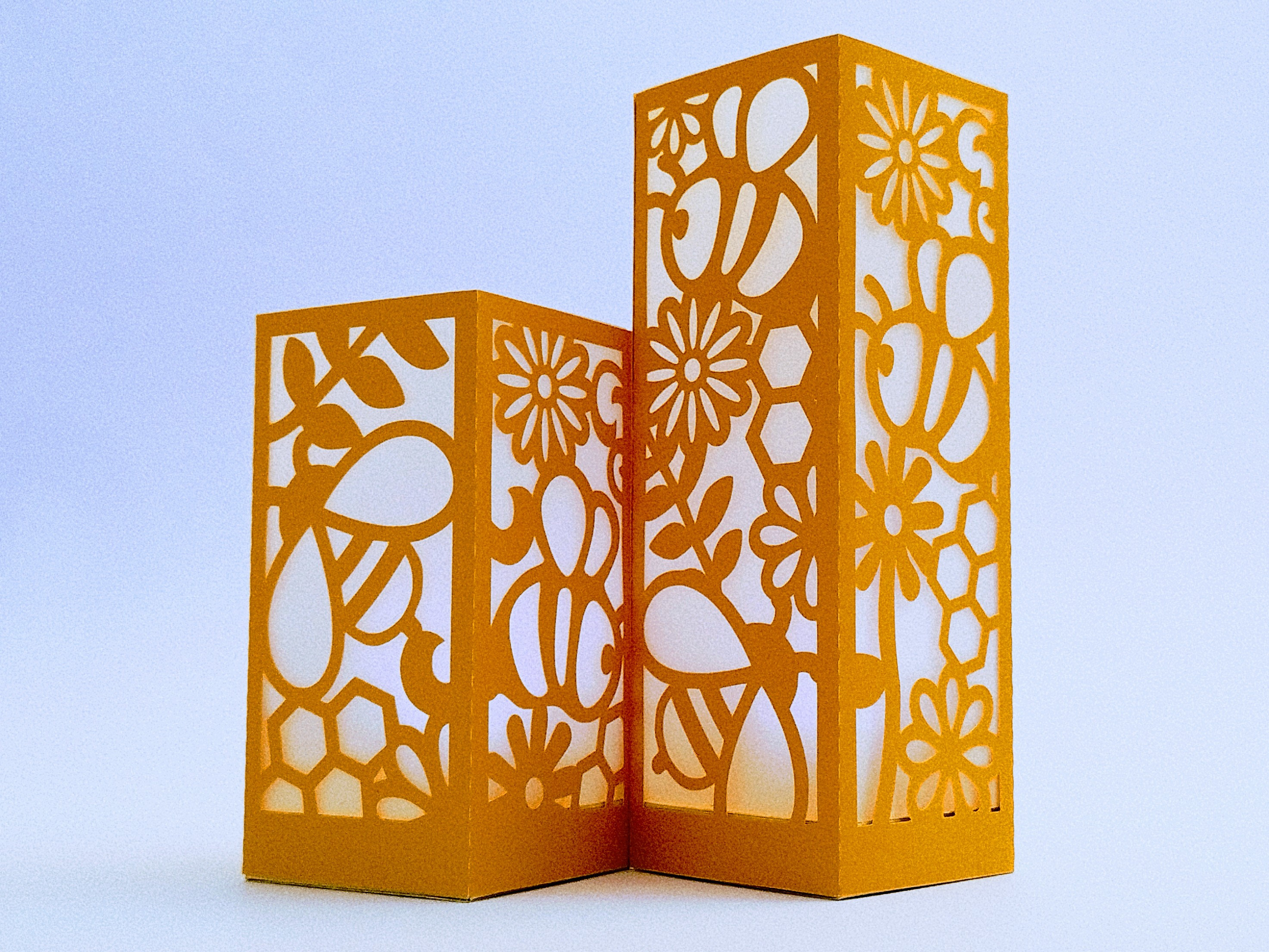 Paper Lantern SVG Cut Files Templates Bees Flowers Die Cut