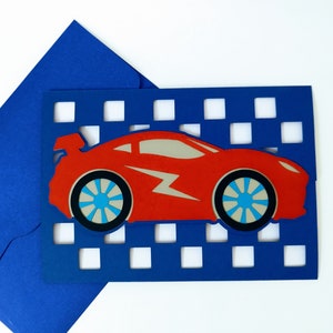 SVG Tor falten Karte Vorlage Autos Schnittdatei Cricut Silhouette Cameo Einladungen Karte Geburtstag Junge Autorennen Thema Party Geschenk für ihn Papa Geschenk