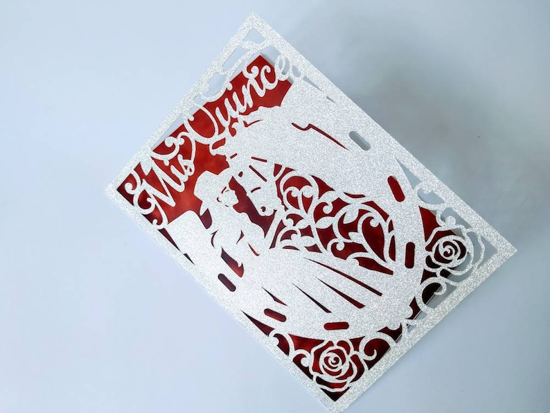 SVG Laser Cut Invitation Template MIS QUINCE Folder Card Cricut Girl Horse Roses Cricut Mexican Quinceanera Charra Card Silhouette Cameo 15 image 6