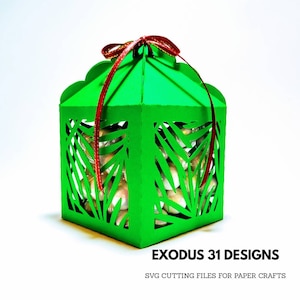 SVG Template Palm Tree Favor Box Cricut Beach Wedding Gift Box Cut File Tropical Leaves Beach Party Decor Laser Cut Silhouette Cameo DXF Box