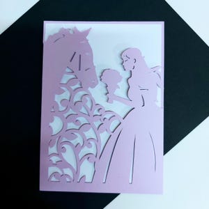 SVG Laser Cut Umschlag Mädchen Pferd Einladung Vorlage Cricut Quinceanera Sweet 16 Geburtstagskarte Silhouette Cameo Dateien Pferdeliebhaber