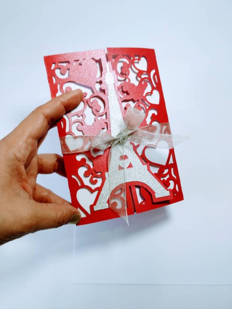 Download Paper Svg Wedding Invitation Anniversary Card Eiffel Tower Hearts Cricut Cut Files Silhouette Cameo Laser Cut Dxf Sweet Sixteen Quincea U00f1era Cards Invitations Announcements