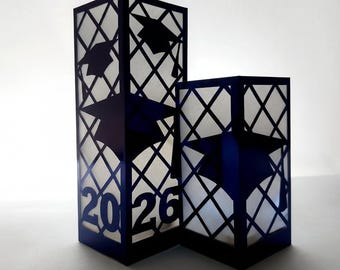 3D SVG Lantern Class of 2026 Set 2 Templates Senior Cricut Files Silhouette Laser Cut Graduation Party Decor Luminaries Centerpiece