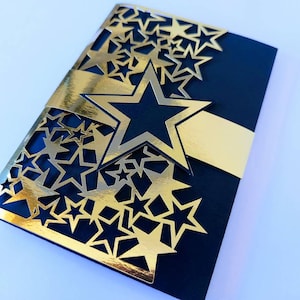 Cartão de bolso triplo estrela SVG Cricut Cut File Modelo de estrela Aniversário Doce Dezesseis Convite de casamento Quinceañera Anúncio de formatura