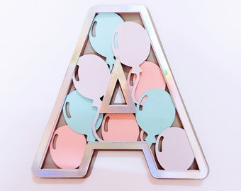 Alphabet A to Z Balloons Layered 3D SVG Cut File 5 Layers Templates Letters Cake Topper Cricut Silhouette Cameo Laser Cut Birthday Decor SVG