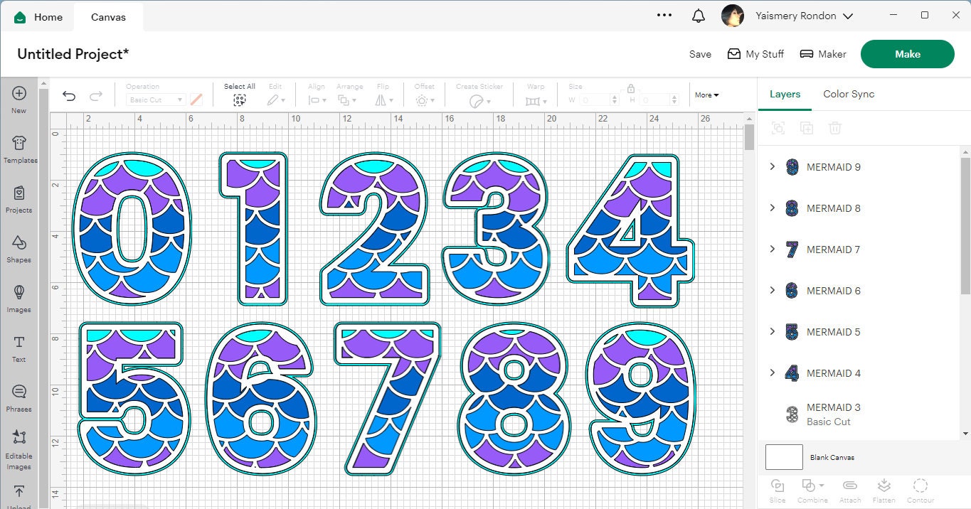 Number Layer Template Computer Numbers 0 to 9 MERMAID Layered SVG Cut File 5 Layers Templates Numbers ...