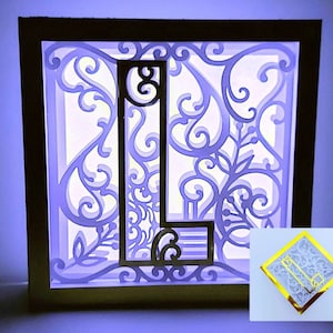 Letra L Shadow Box 3D Alfabeto SVG Cortar Archivos Cricut letras caja de luz mandala en capas Silueta Cameo Corte Láser Brother Scan Cut Cricut SVG