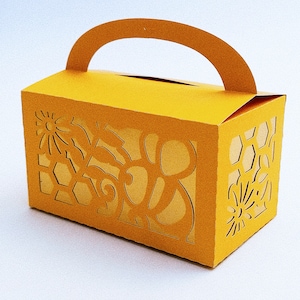SVG gift box template Bees Honeycomb Cricut Favor Box Gable Box Silhouette Cameo spring summer baby shower first birthday party bees theme