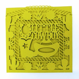 SVG SCHNITTDATEI erste Geburtstag Einladungskarte kleiner Junge Cowboy Mottoparty Cricut Silhouette Cameo Bruder Laser Umschlag 5x5 Zoll
