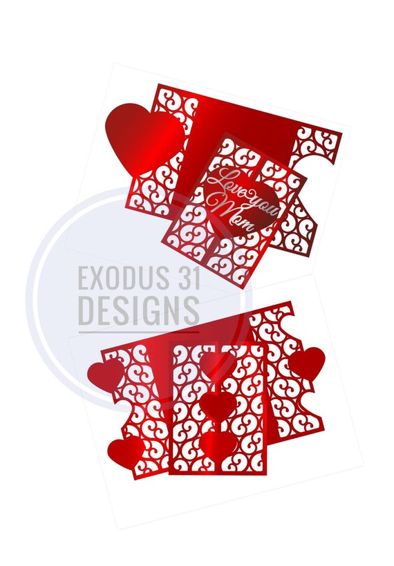 Set 2 SVG Laser Cut Anniversary Gift Cricut Card Gate Fold Lover Card Happy mothers day Valentines day gift svg Cricut Silhouette Cameo DXF