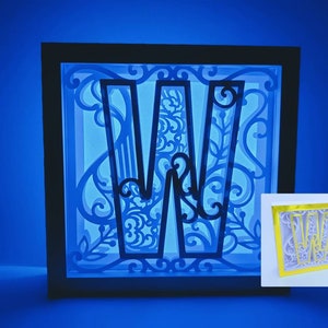 Letra W Shadow Box 3D Alfabeto SVG Cortar Archivos Cricut letras caja de luz mandala en capas Silueta Cameo Corte Láser Brother Scan Cut Cricut SVG