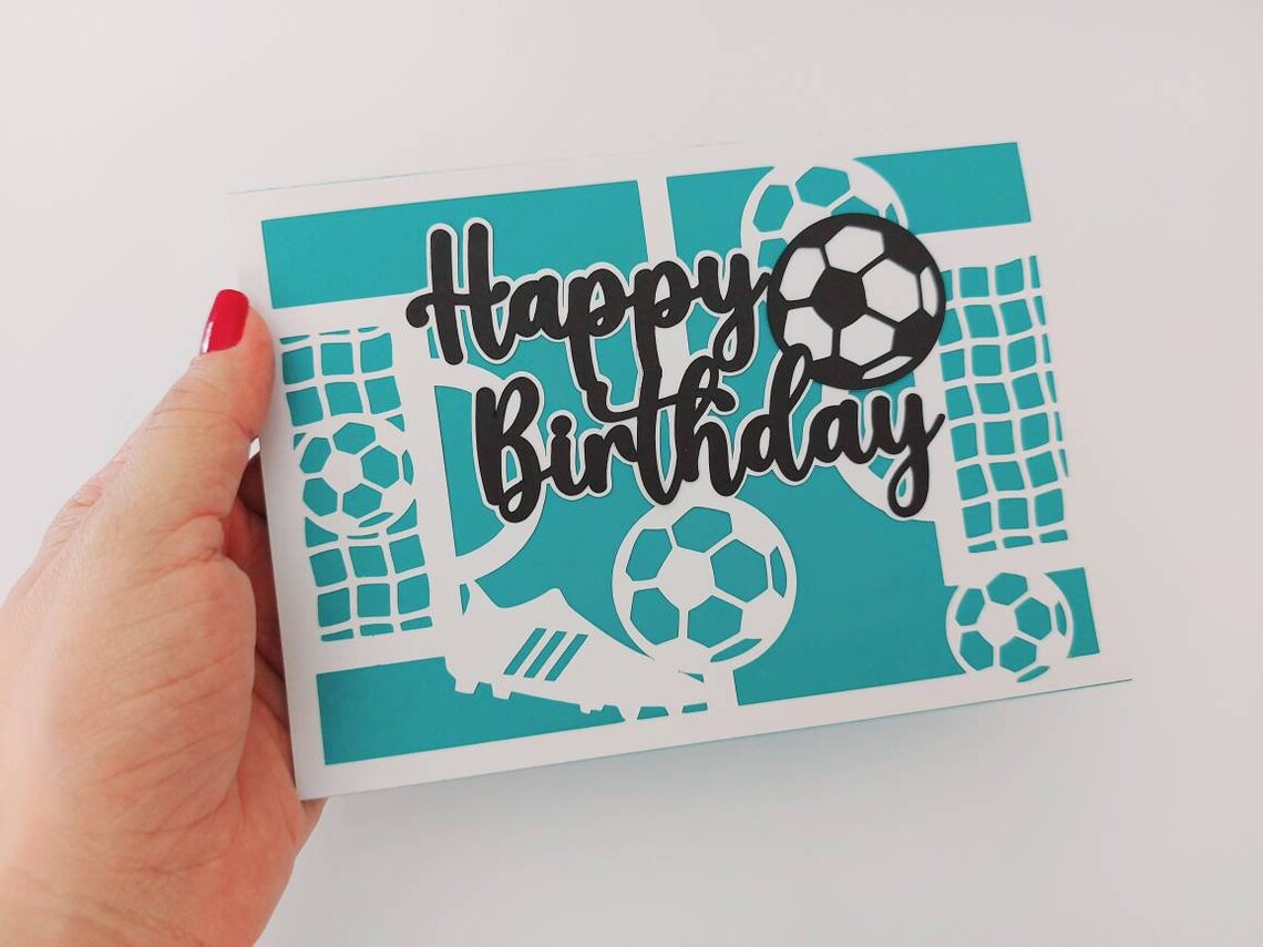 Soccer Happy Birthday Boy Card SVG Cricut Cut File Laser Cut Etsy