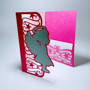 SVG-DATEI Vorlagen Taufe Mi Bautizo Engel Baby Mädchen Stern Dreifach falten Karte Cricut Silhouette Laser Cut Papier Picado schnitt Dateien DIY