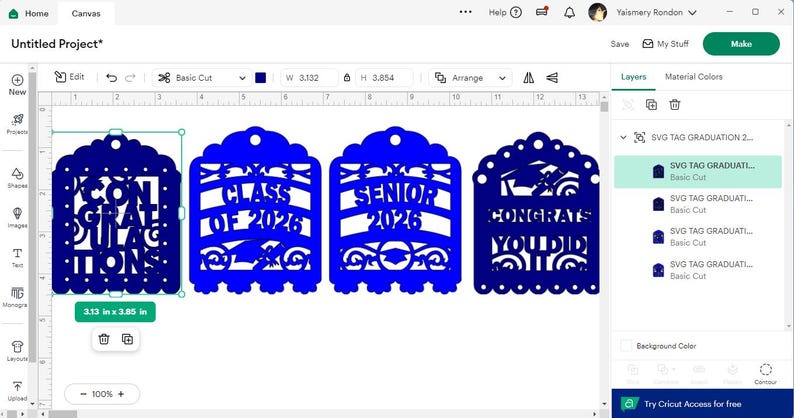 SVG TAGS Class of 2026 senior graduation Cricut joy cut files greeting cards 2026 cutting files cricut maker silhouette cameo laser image 2