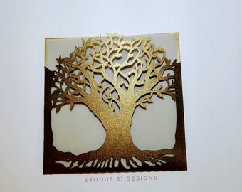 SVG Laser Cut Wedding Invitation Tree Envelope Card Cricut Cut File Silhuette  DXF Ai Romantic Tree Card Paper Cut Die Cut 5.5x5.5 inches