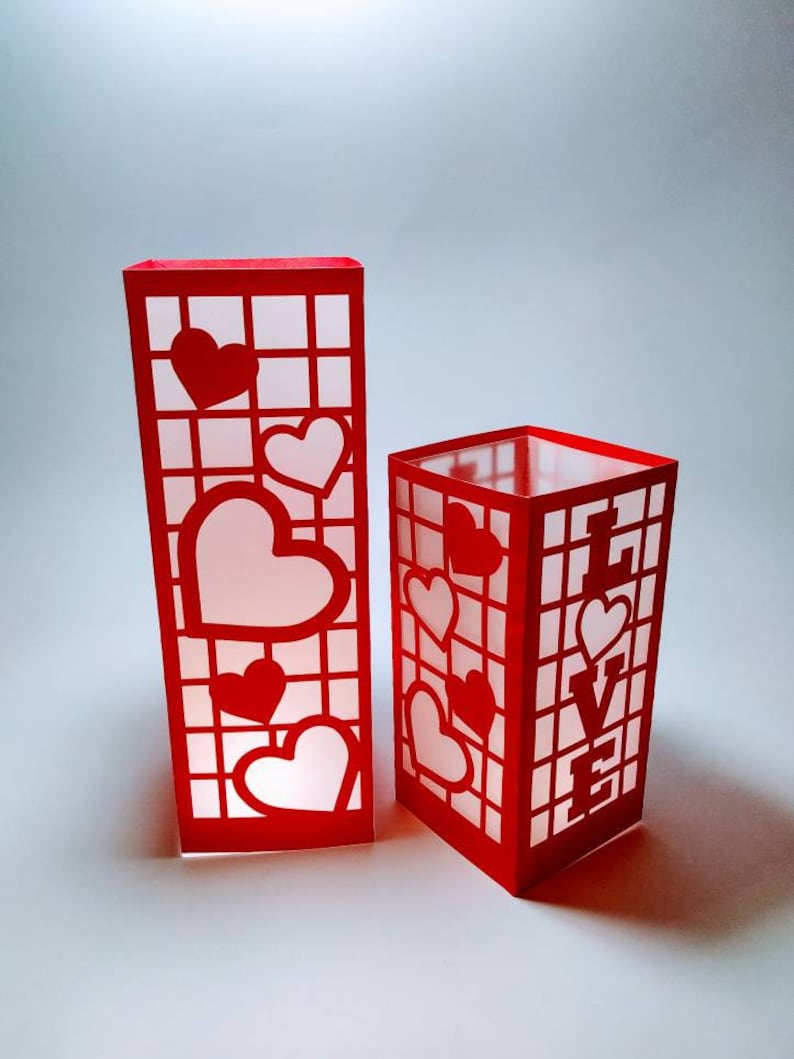 Download Set 2 SVG Lantern Template 3D Valentines Cricut Dinner Decor | Etsy