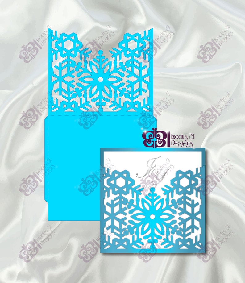 Download Snowflake Invitation SVG Template Winter Card Envelope Frozen | Etsy