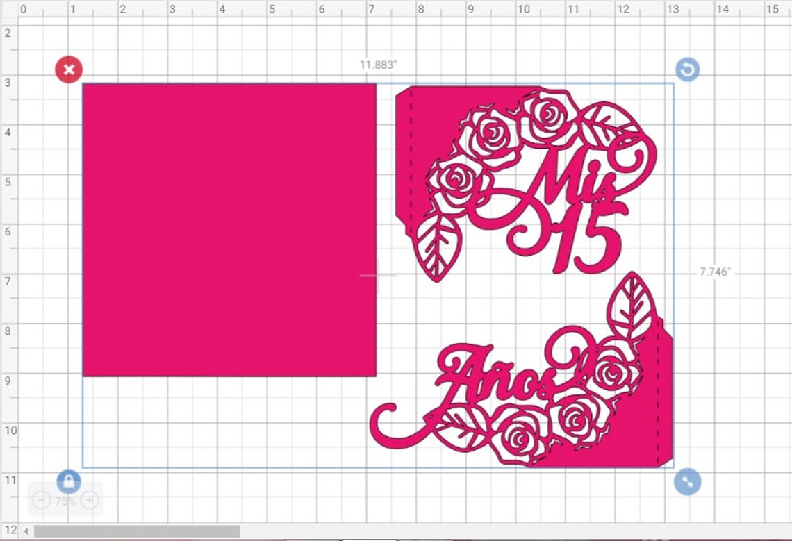 SVG Template Cricut Quinceañera Gate Fold Invitation 15th Etsy