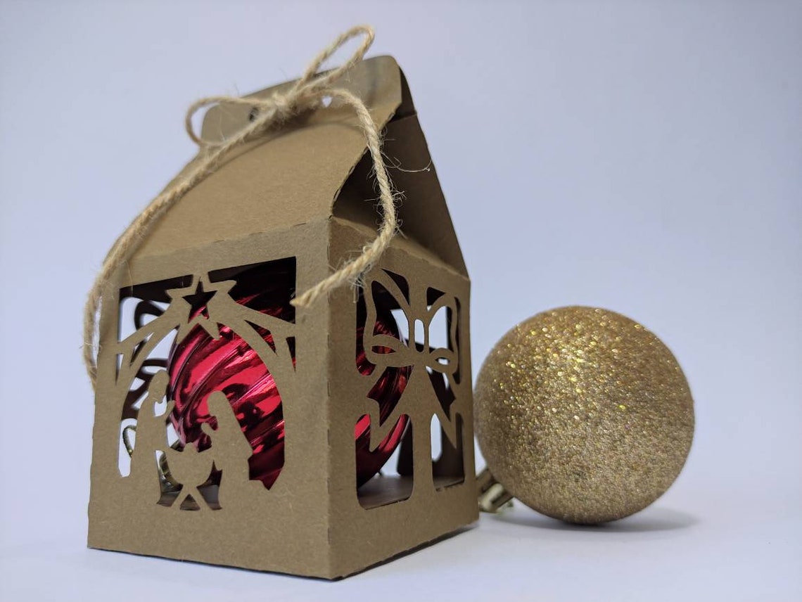 Christmas Ornament Box SVG 3 Templates Round Ball Manger Favor Etsy