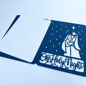 SVG Oh Holy Night julkort Cricut Cut filmappkort, mallar Jesu födelsedag Belen julsilhuett cameo laserskuren bild 2