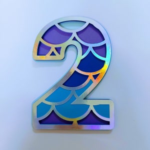 Numéros de 0 à 9 SIRÈNE, fichier de coupe SVG en couches 5 couches modèles, chiffres pour gâteau, Cricut, silhouette camée, découpé au laser SVG, anniversaire de la sirène
