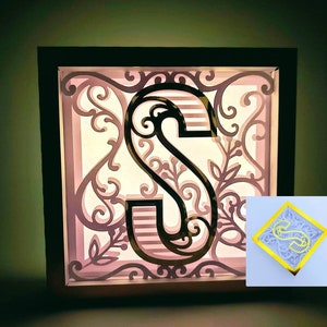 Letra S Shadow Box 3D Alfabeto SVG Cortar Archivos Cricut letras caja de luz mandala en capas Silueta Cameo Corte Láser Brother Scan Cut Cricut SVG