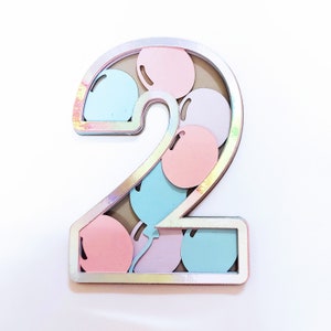 Zahlen 0 bis 9 Luftballons SVG Schnittdatei 5 Ebenen Vorlagen Zahlen Cake Topper Cricut Silhouette Cameo Laser Cut Geburtstagsdekoration diy svg