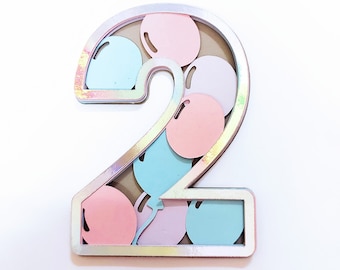 Numbers 0 to 9 Balloons Layered SVG Cut File 5 Layers Templates Numbers Cake Topper Cricut Silhouette Cameo Laser Cut Birthday decor diy svg