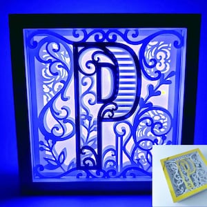 Letra P Shadow Box 3D Alfabeto SVG Cortar Archivos Cricut letras caja de luz mandala en capas Silueta Cameo Corte Láser Brother Scan Cut Cricut SVG