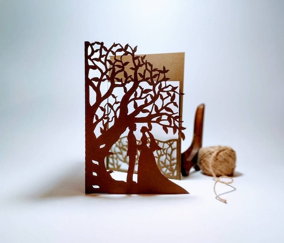 Download 5x7 Svg Cricut Laser Cut Tree Wedding Invitation Couple Tree Etsy