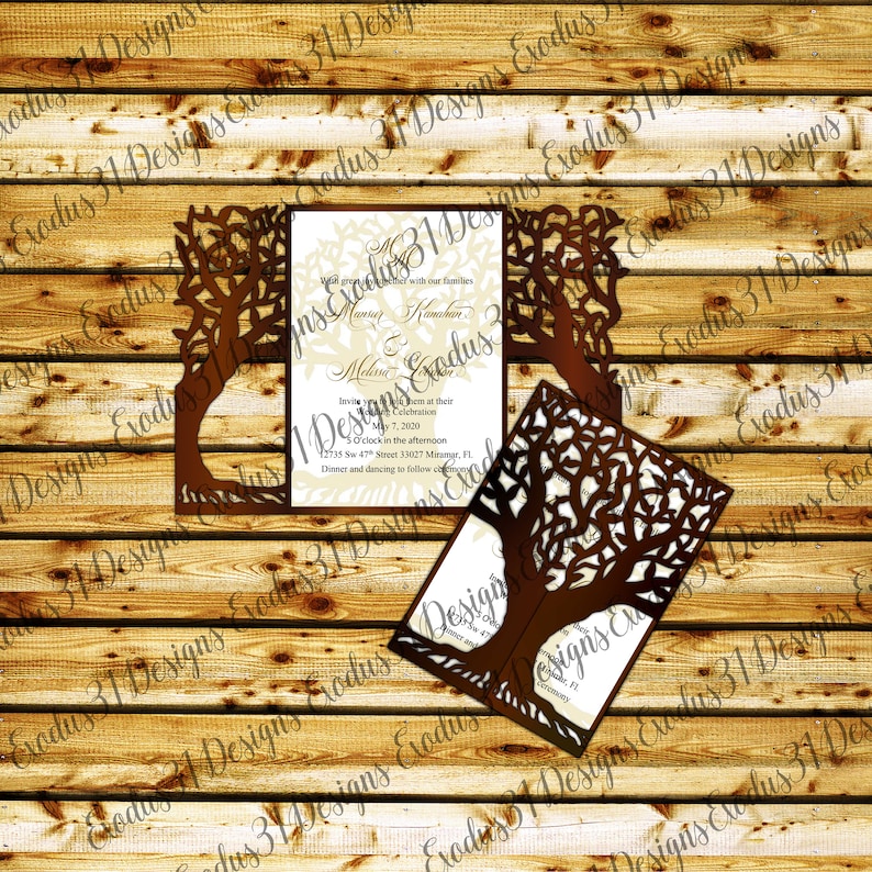 Download SVG Laser Cut Wedding Invitation Tree Gate Fold Card ...