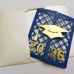 2026 Graduation Invitation SVG Cut File, Gate Fold Card (Digital Download) Cricut Class of 2026 Senior Laser Silhouette Cameo
