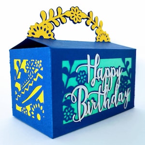 Birthday Box SVG File SVG favor Box Cricut Cut File Happy Birthday Templates Candy Box Favor Box Papel Picado Gift box Silhouette Cameo svg