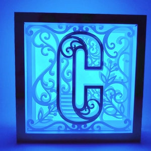 Letra C Shadow Box 3D Alfabeto SVG Cortar Archivos Cricut letras caja de luz mandala en capas Silueta Cameo Corte Láser Brother Scan Cut Cricut SVG