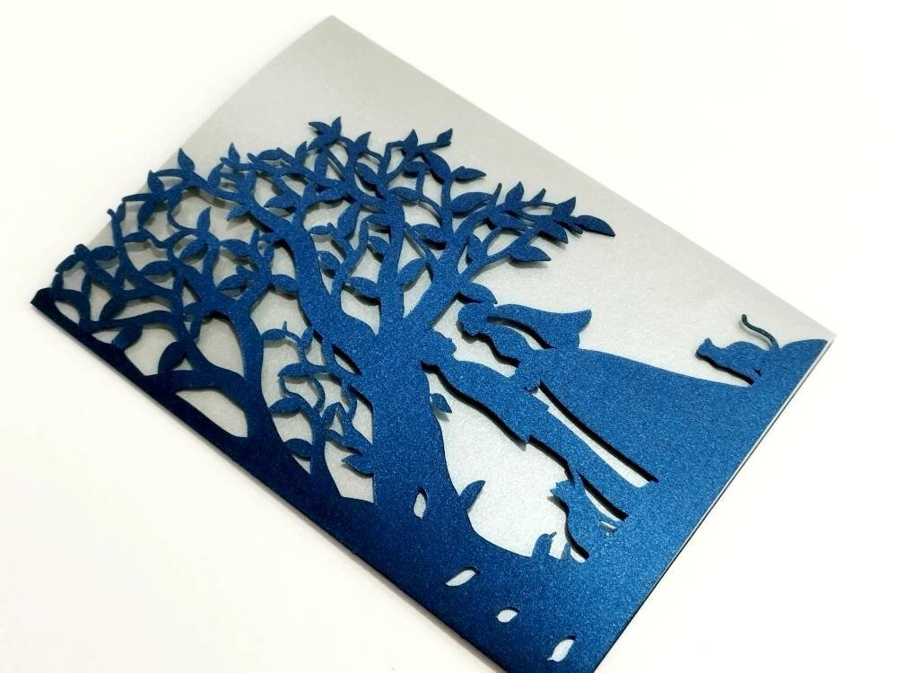 5x7 SVG Cut Files Wedding Invitation Tree Tri Fold Pocket Card Romantic ...