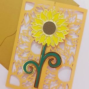 Plantilla de invitación de corte láser Cricut SVG, girasol, silueta de Cricut, cameo, tarjeta de cumpleaños, tarjeta de otoño, regalo para amantes de los girasoles, SVG en capas