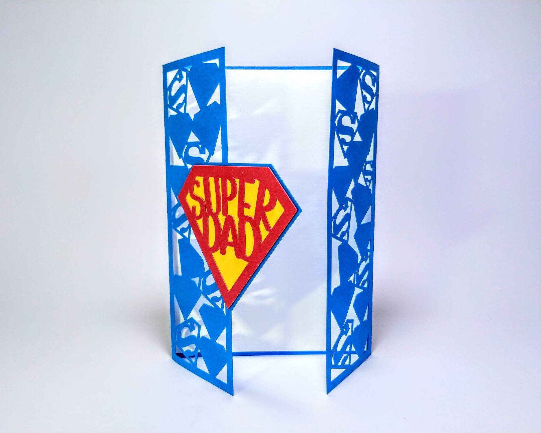 Download Svg Super Dad Gate Fold Card Cricut Happy Father S Day Laser Etsy
