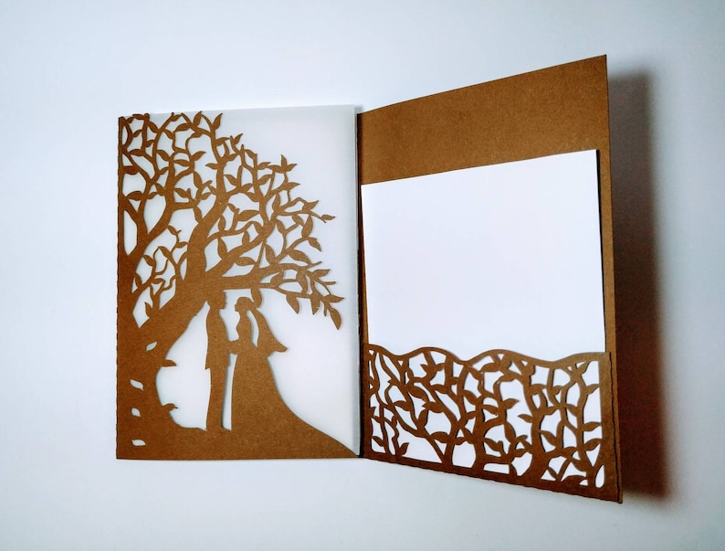 Download 5x7 SVG Cricut Laser Cut Tree Wedding Invitation Couple ...