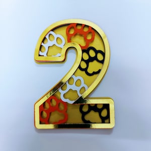 Getallen 0 tot en met 9 kattenpoot hondenpoot gelaagde SVG-bestand knippen 5 lagen sjablonen taarttopper verjaardag katten hondenliefhebbers Cricut Silhouette Cameo Laser