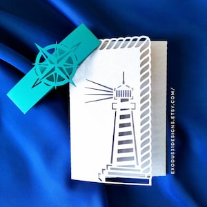 Modello SVG tascabile ripiegabile Taglio laser Invito a nozze Tema nautico Faro Mare marino File di taglio Cricut Laser Silhouette Cameo