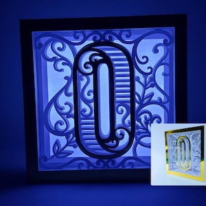 Carta O Shadow Box 3D Alfabeto SVG Cortar Archivos Cricut letras caja de luz mandala en capas Silueta Cameo Corte Láser Brother Scan Cut Cricut SVG